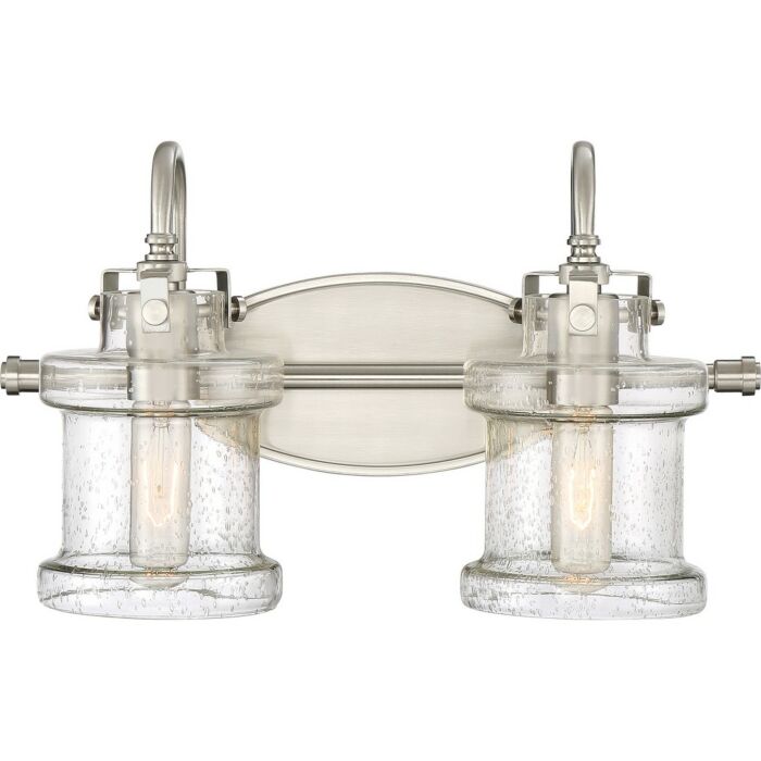 Quoizel Danbury 2 Light 10 Inch Bathroom Vanity Light in Brushed Nickel