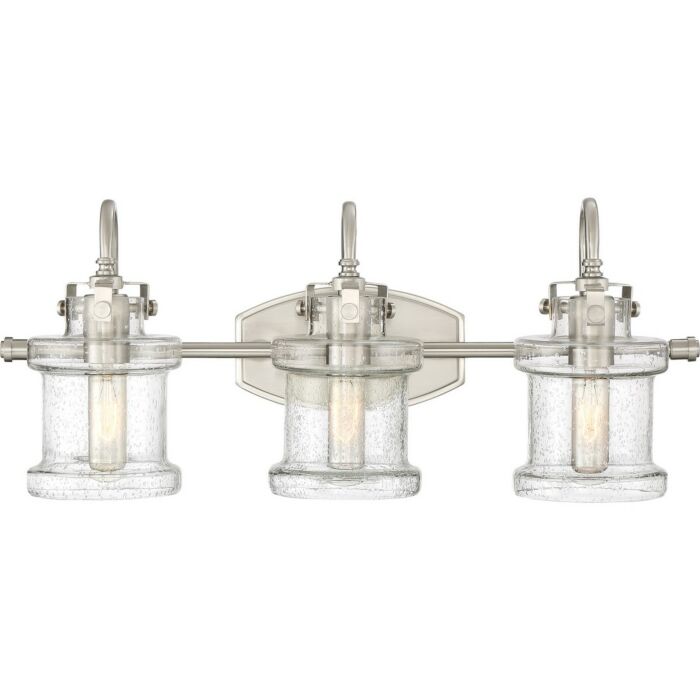 Quoizel Danbury 3 Light 10 Inch Bathroom Vanity Light in Brushed Nickel