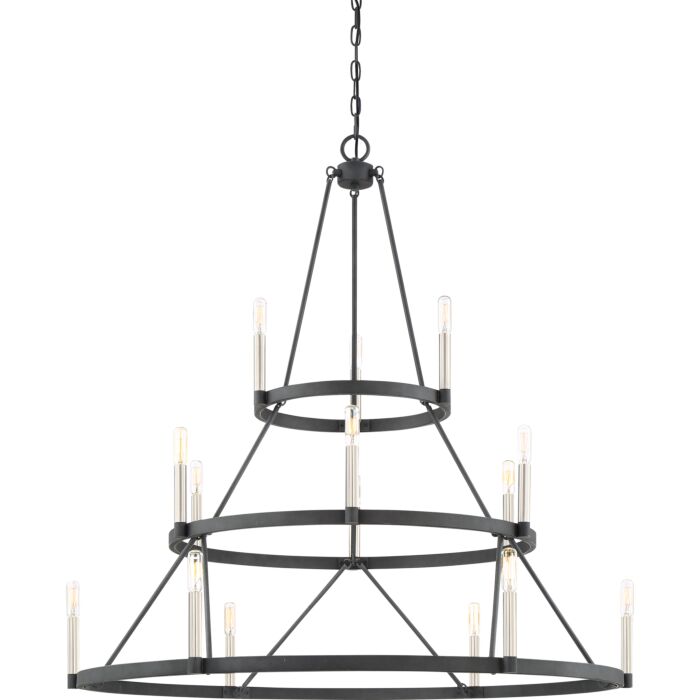 Quoizel Doran 15 Light 41 Inch Transitional Chandelier in Mottled Black