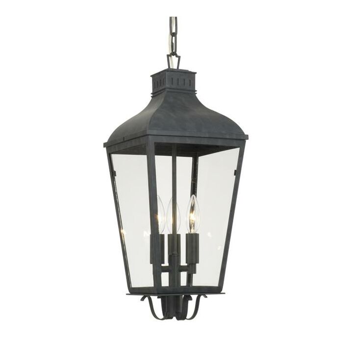 Crystorama Dumont 3 Light 22 Inch Outdoor Hanging Light in Graphite