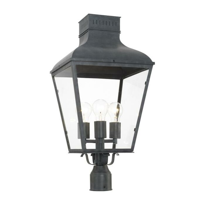 Crystorama Dumont 3 Light 25 Inch Outdoor Post Light in Graphite