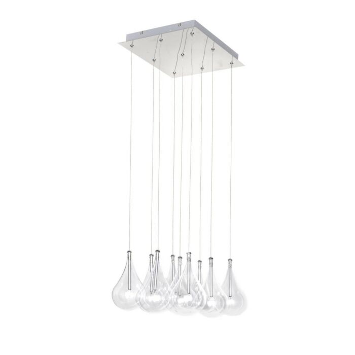ET2 Larmes 14 Inch 9 Light Clear Glass Pendant in Polished Chrome