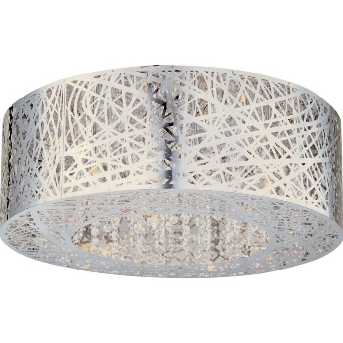 ET2 Inca 23.5 Inch 9 Light Clear/White Glass Flush Mount in Polished Chrome