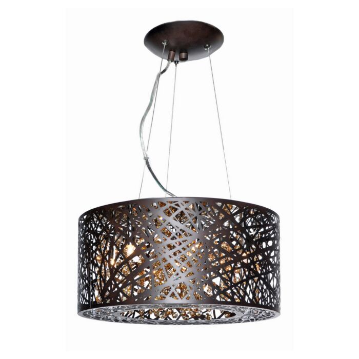 ET2 Inca 15.75 Inch 7 Light Cognac Glass Pendant in Bronze