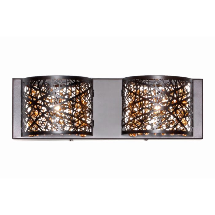 ET2 Inca 2 Light Bathroom Vanity Light in Bronze with Cognac Glass