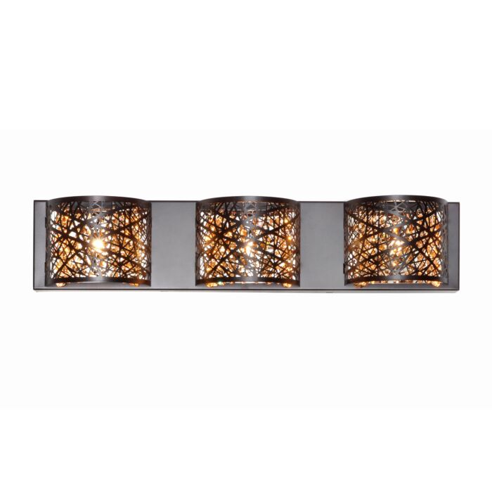 ET2 Inca 3 Light Bathroom Vanity Light in Bronze with Cognac Glass