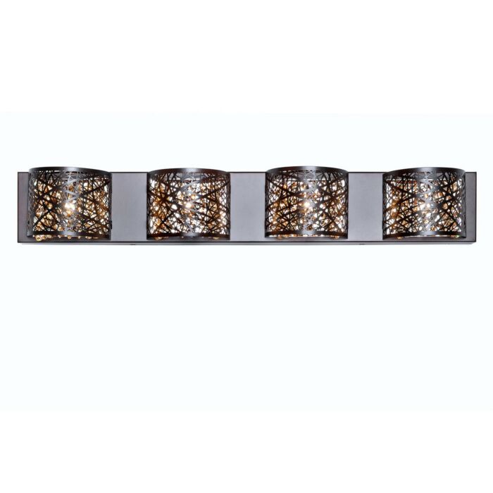 ET2 Inca 32.75 Inch 4 Light Cognac Glass Bathroom Vanity Light in Bronze