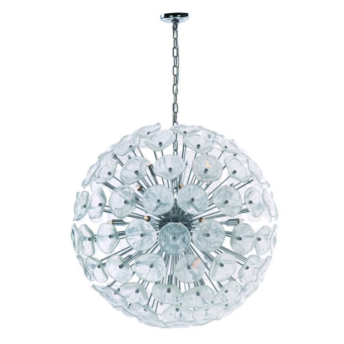 ET2 Fiori 31.5 Inch 28 Light Clear Murano Glass Pendant in Polished Chrome