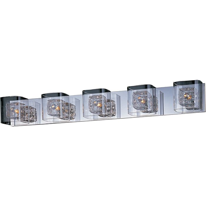 ET2 Gem 5 Light Clear Bathroom Vanity Light in Polished Chrome
