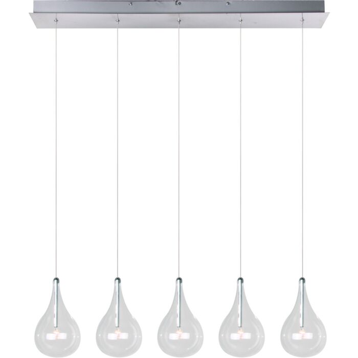 ET2 Larmes 5 Light Xenon Pendant, Polished Chrome