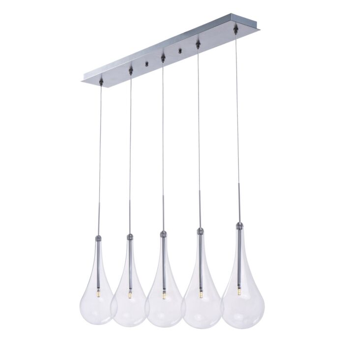 ET2 Larmes LED 5 Light Island Pendant, Polished Chrome