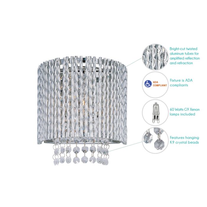 ET2 Spiral 1 Light Xenon Wall Light in Polished Chrome