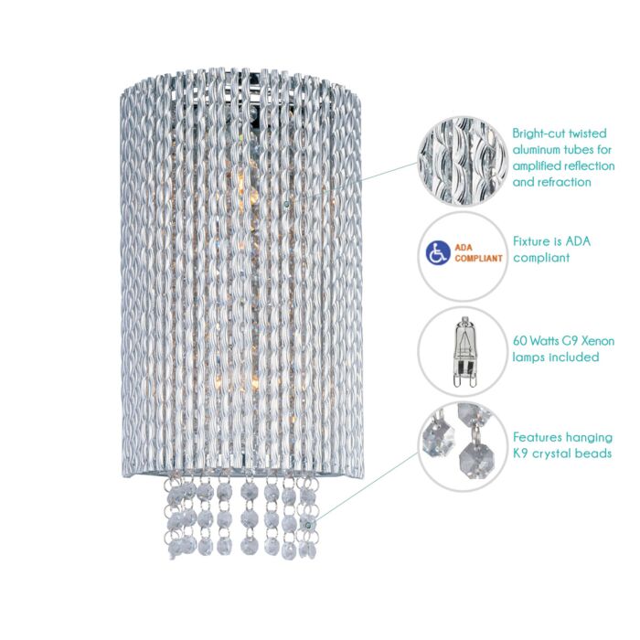 ET2 Spiral 2 Light Xenon Wall Light in Polished Chrome