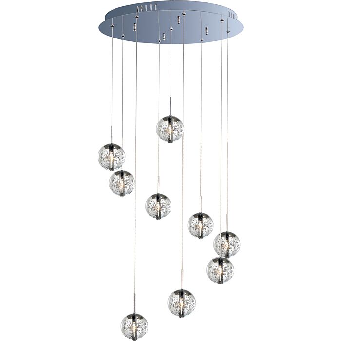 ET2 Orb 9 Light Xenon Pendant, Polished Chrome