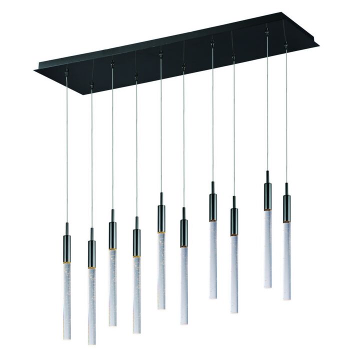 ET2 Scepter 33.75 Inch 10 Light Bubble Glass Linear Pendant in Black Chrome