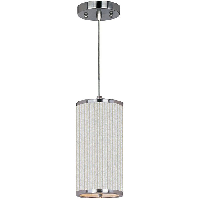 ET2 Elements 13.75 Inch White Pleat Shade Mini Pendant in Satin Nickel