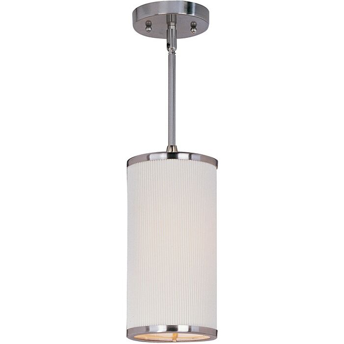 ET2 Elements 6.25 Inch White Pleat Shade Mini Pendant in Satin Nickel