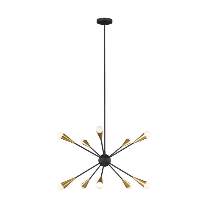 Jax 10 Light Chandelier in Midnight Black And Burnished Brass by Ellen Degeneres