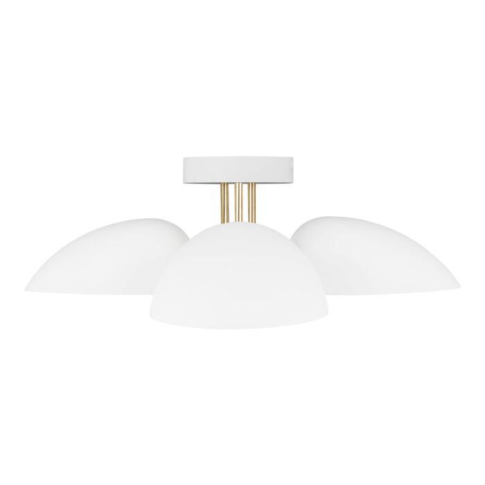 Jane 3 Light Ceiling Light in Matte White And Burnished Brass by Ellen Degeneres