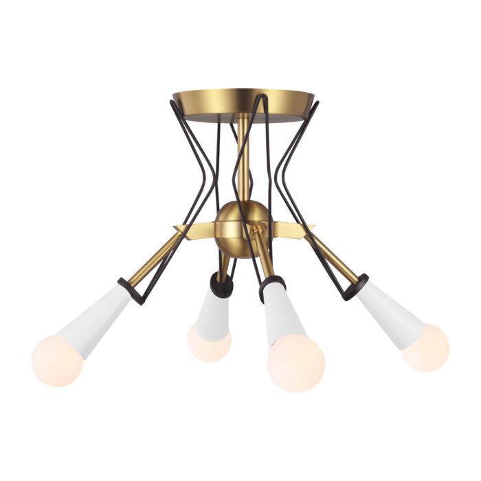 Piro 4 Light Ceiling Light in Burnished Brass And Midnight Black by Ellen Degeneres