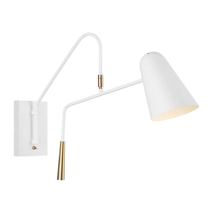 Simon Wall Sconce in Matte White And Burnished Brass by Ellen Degeneres