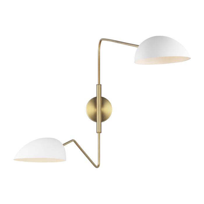 Jane 2 Light Wall Sconce in Matte White And Burnished Brass by Ellen Degeneres