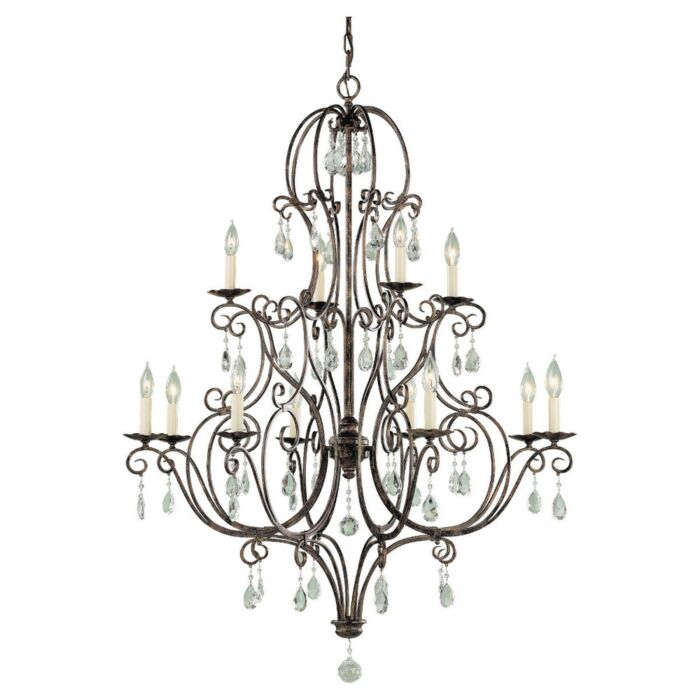 Feiss Chateau Collection 12 Light Two Tier Chandelier in Bronze
