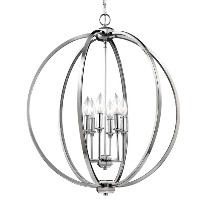 Feiss Corinne 6 Light Globe Pendant in Polished Nickel