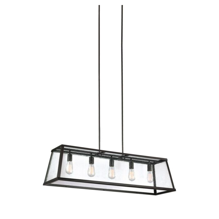 Feiss Harrow 5 Light Linear Chandelier in Oil Rubbed Bronze