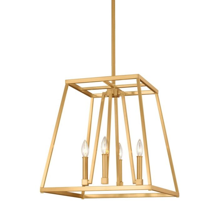Conant 4 Light Pendant Light in Gilded Satin Brass by Sean Lavin