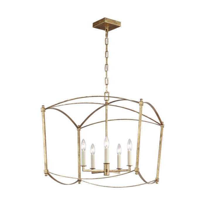 Thayer 5 Light Chandelier in Antique Gild by Sean Lavin