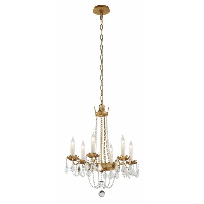 Troy Viola 6 Light Chandelier in Distressed Gold Leaf