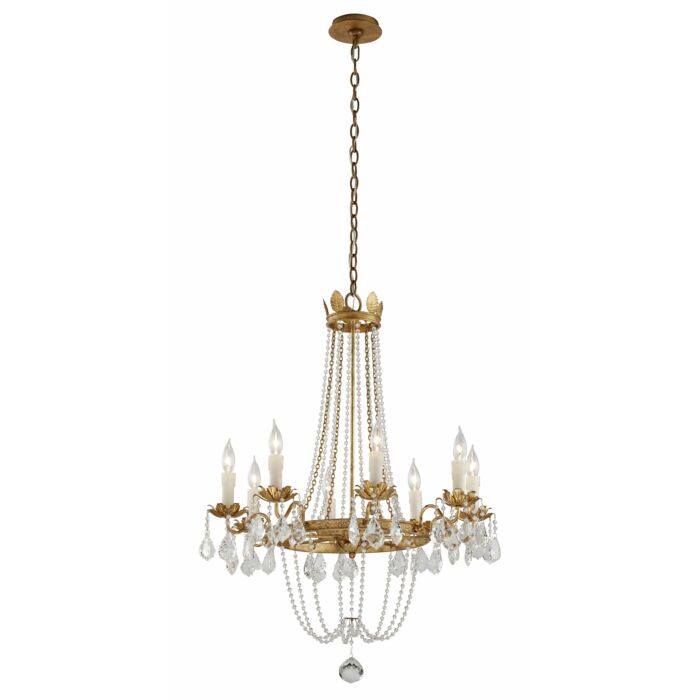 Troy Viola 8 Light Chandelier in Distressed Gold Leaf
