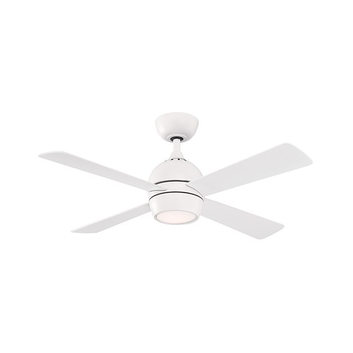 Fanimation Kwad 44 Inch LED Indoor Ceiling Fan in Matte White with Opal Frosted Glass
