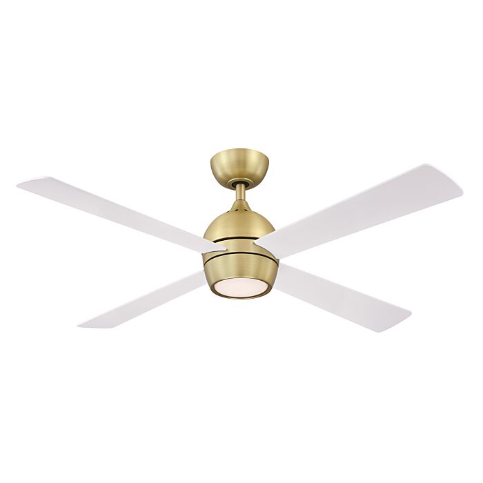 Fanimation Kwad 52 Inch LED Indoor Ceiling Fan in Brushed Satin Brass with Opal Frosted Glass