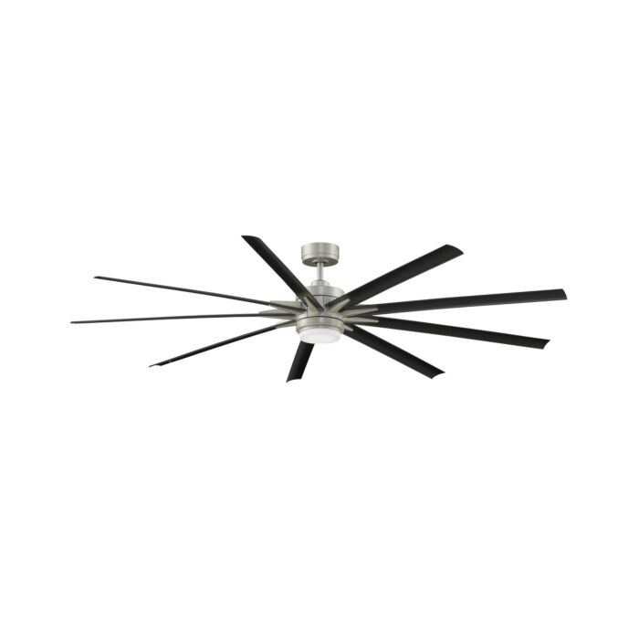Fanimation Odyn 84 Inch Indoor/Outdoor 9 Blade Ceiling Fan with Light in Brushed Nickel