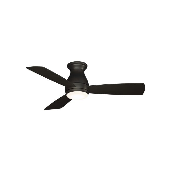 Fanimation Hugh 44 Inch LED Indoor/Outdoor Flush Mount Ceiling Fan in Dark Bronze with Opal Frosted Glass