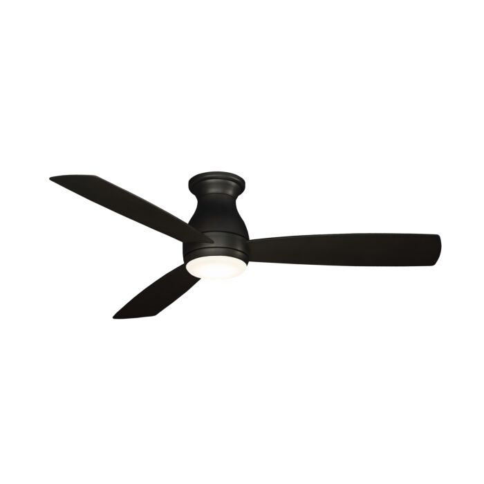 Fanimation Hugh 52 Inch LED Indoor/Outdoor Flush Mount Ceiling Fan in Dark Bronze with Opal Frosted Glass