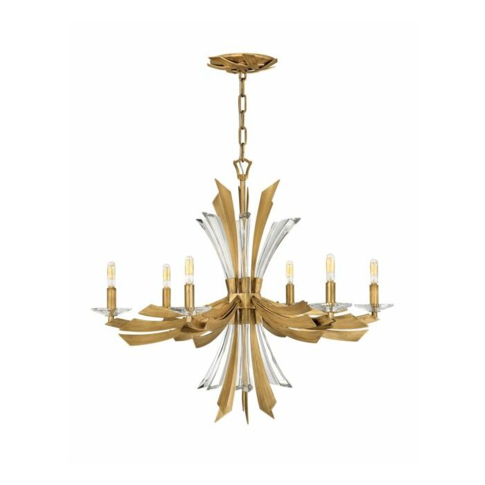 Fredrick Ramond Vida 6 Light Chandelier in Burnished Gold