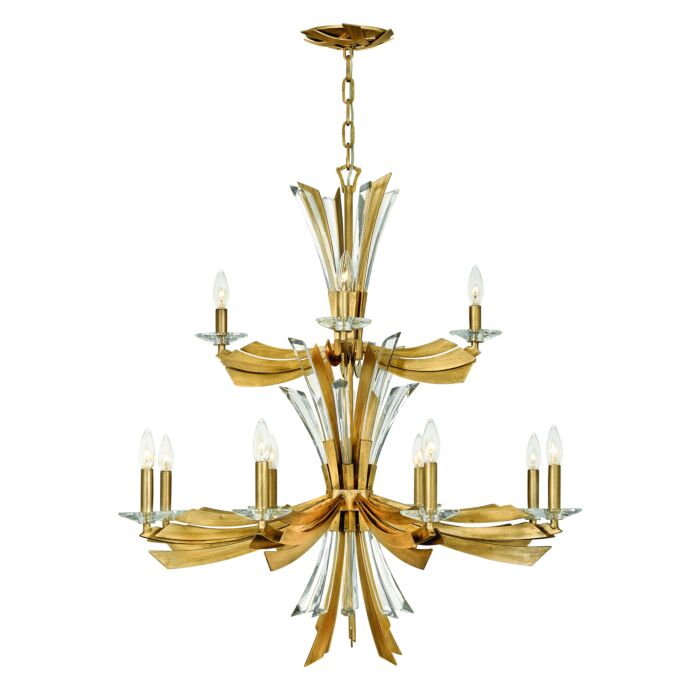 Fredrick Ramond Vida 12 Light Chandelier in Burnished Gold