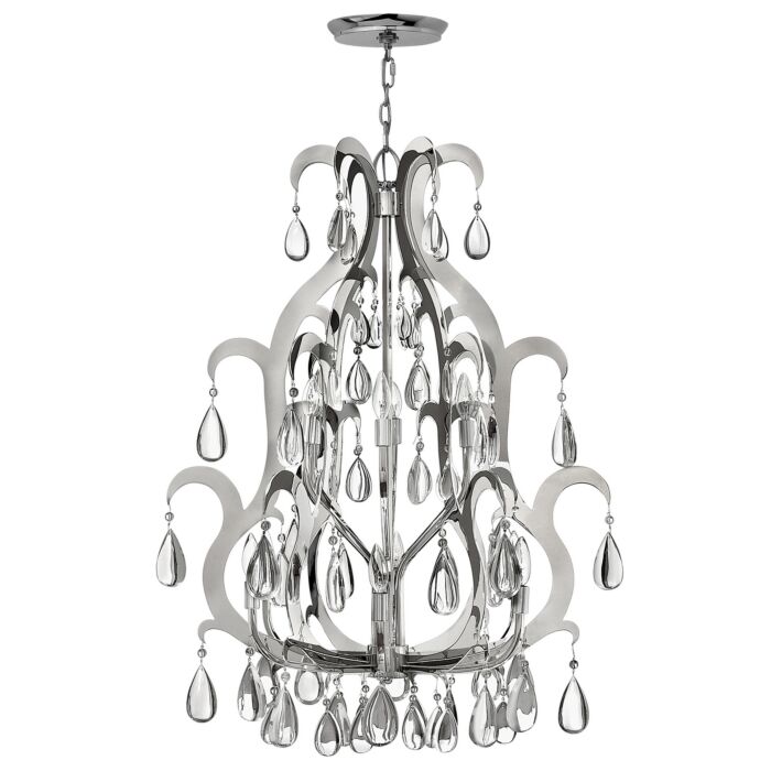Fredrick Ramond Xanadu 30 Inch 12 Light Crystal Chandelier in Stainless Steel
