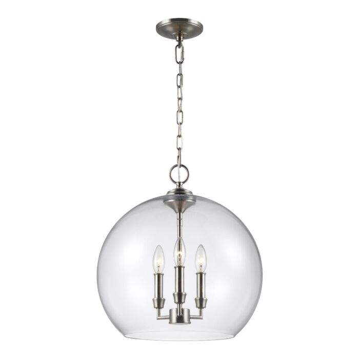 Feiss Lawler Orb Pendant Light in Satin Nickel