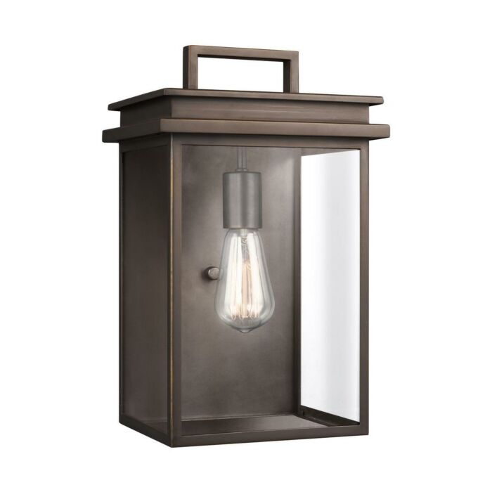 Feiss Glenview 14.75 Inch Clear Outdoor Wall Lantern in Antique Bronze