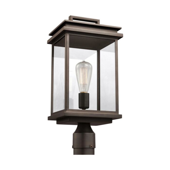 Feiss Glenview 16.75 Inch Outdoor Clear Lantern Post in Antique Bronze
