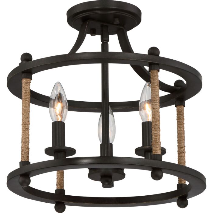 Quoizel Frontier 3 Light 13 Inch Ceiling Light in Imperial Bronze