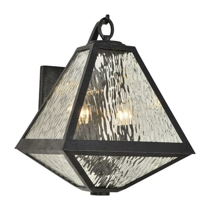 Crystorama Glacier 2 Light 17 Inch Outdoor Wall Light in Black Charcoal