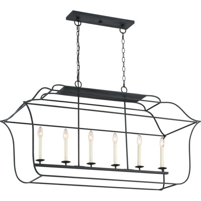 Quoizel Gallery 6 Light 48 Inch Kitchen Island Light in Royal Ebony