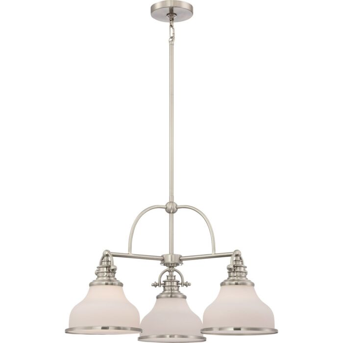 Quoizel Grant 3 Light 16 Inch Transitional Chandelier in Brushed Nickel