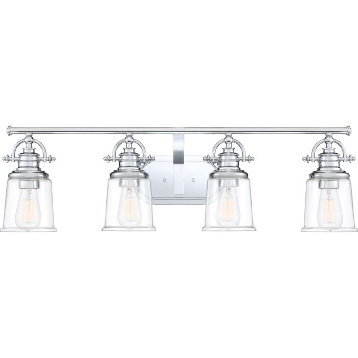 Quoizel Grant 4 Light 10 Inch Bathroom Vanity Light in Polished Chrome