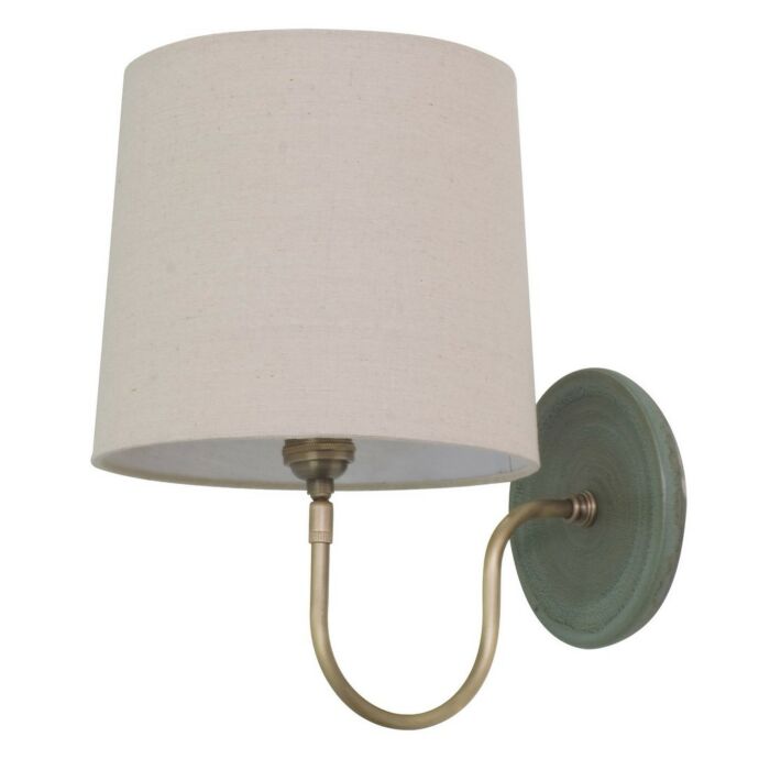House of Troy Scatchard 13.5 Inch Wall Lamp in Green Matte/Antique Brass